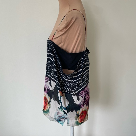 Nicole Miller Rosa Floral Viscose GGT Silk Bandeau Tank Top BA10076 Size Small - Picture 4 of 10